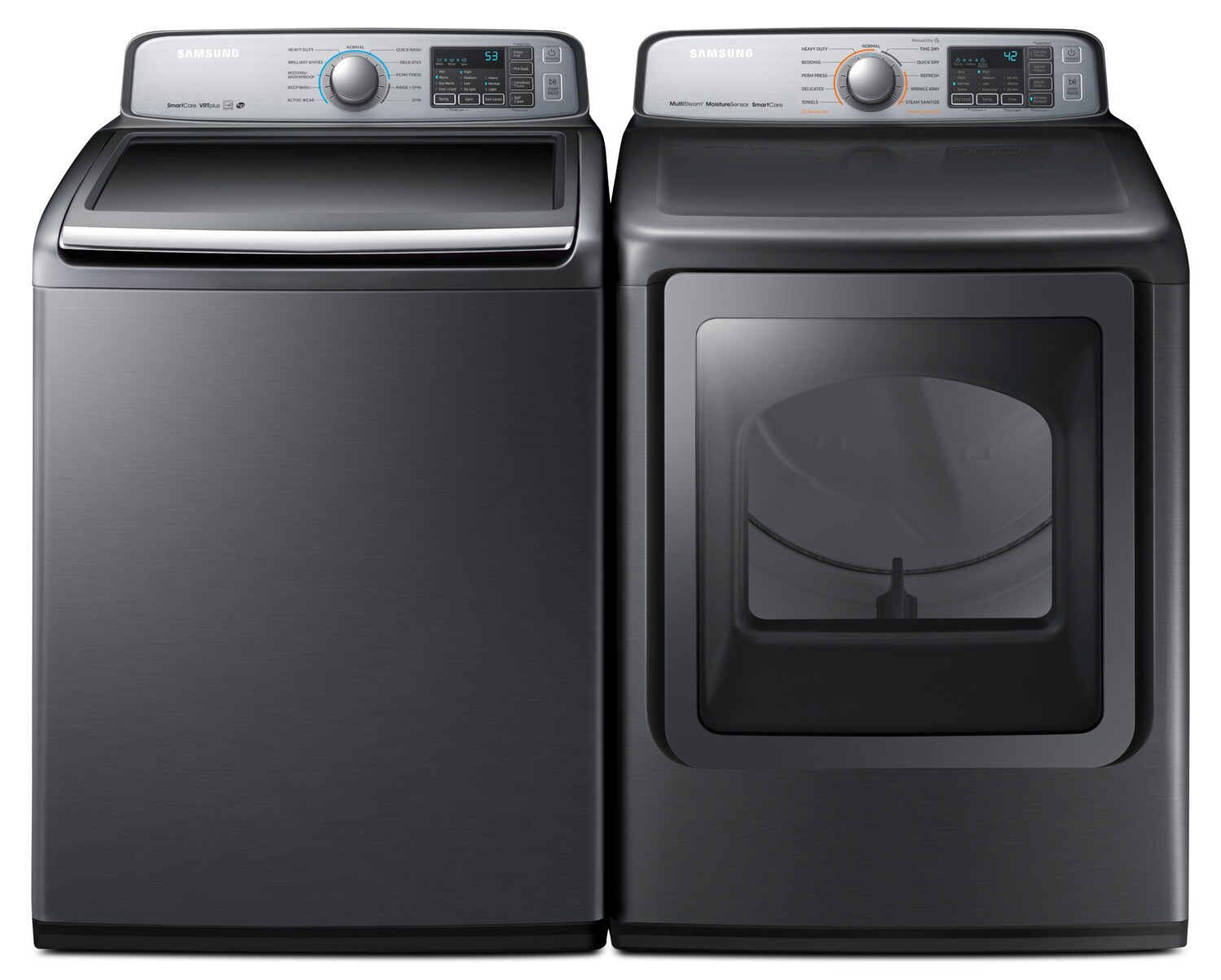 Samsung 5.8 Cu. Ft. TopLoad Washer and 7.4 Cu. Ft. MultiSteam